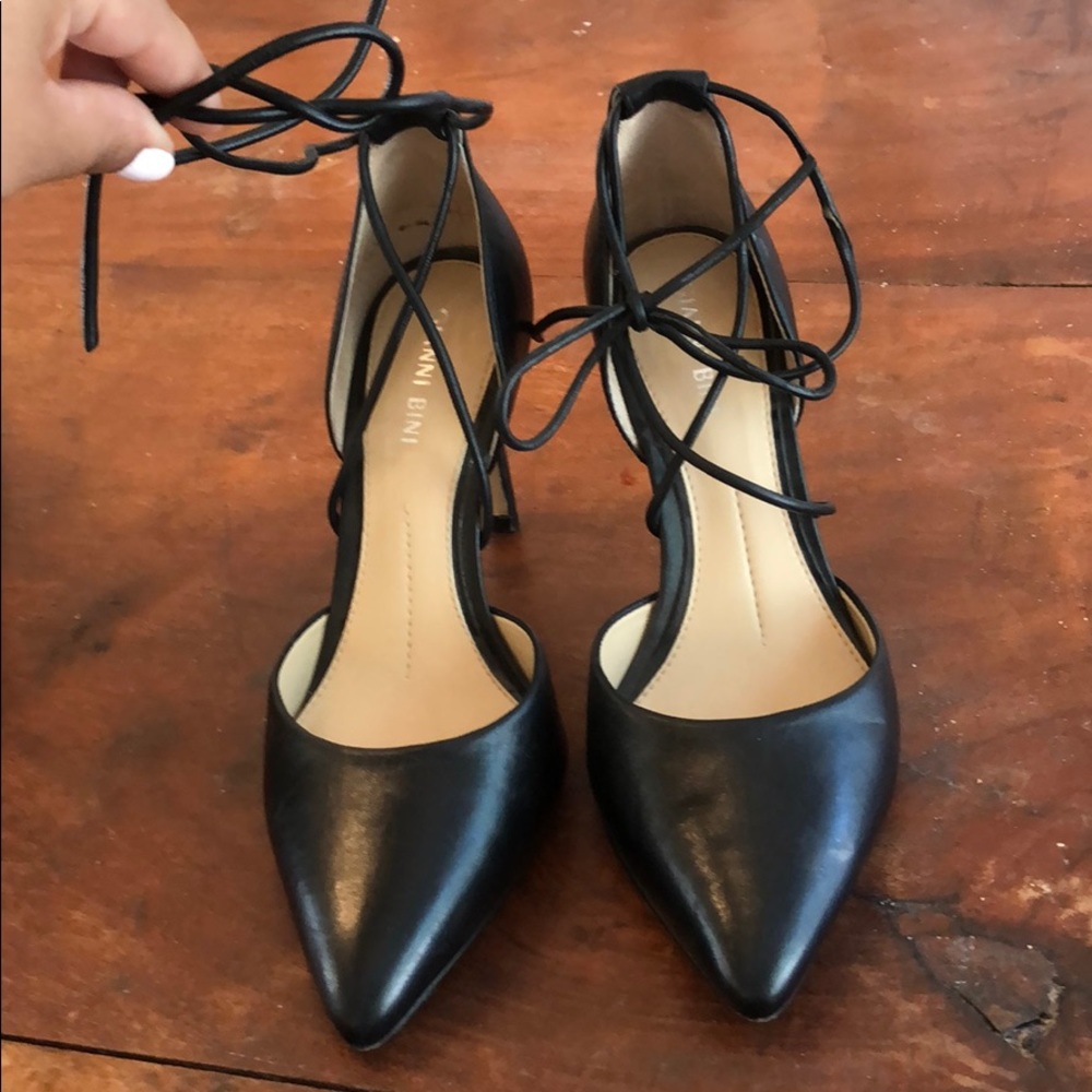 Black wrap heels